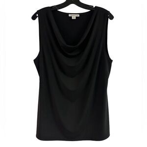 Coldwater Creek Black Draped Neck Sleeveless Top Size L (14-16)